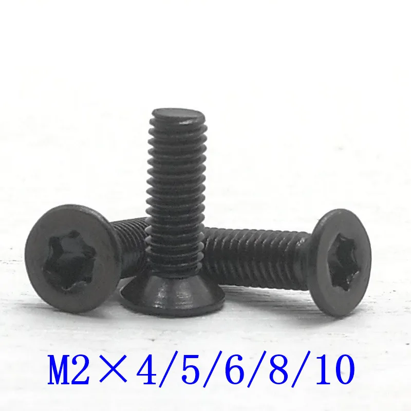 100 шт./лот m2 * 4/5/6/8/10 сталь с черной плоской потайной головкой торкс винты|Винты| |