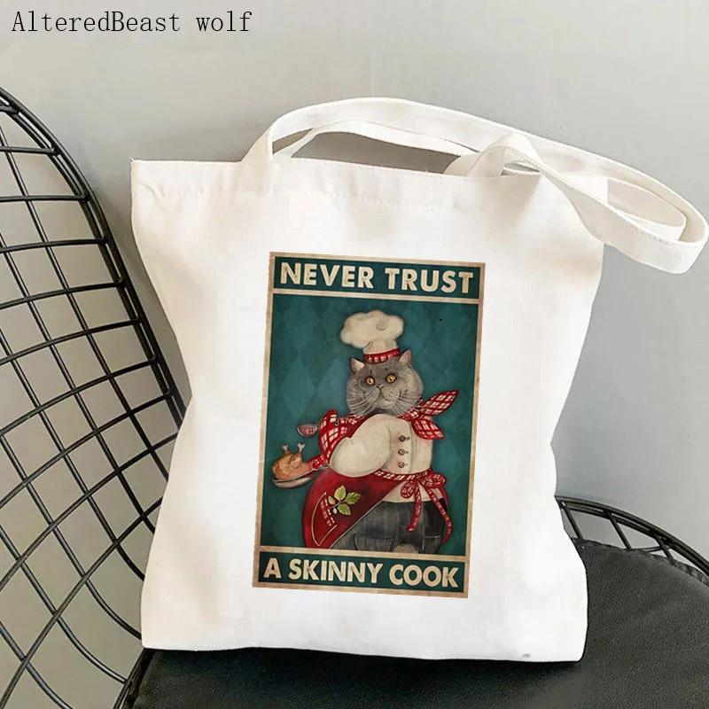 Women Shopper bag Cat Napkins Vintage Printed Bag Harajuku Shopping Canvas Shopper Bag girl handbag Tote Shoulder Lady Bag