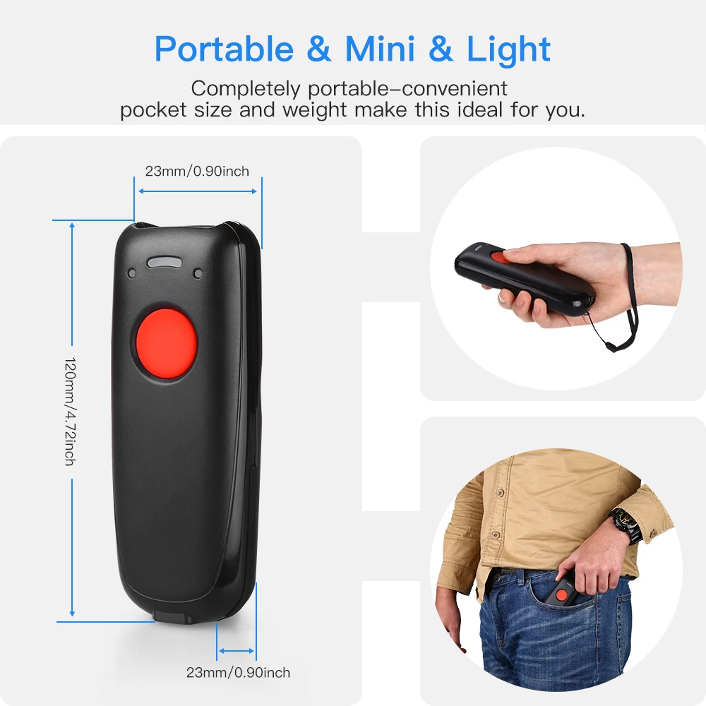 Eyoyo EY-004A мини 2D беспроводной сканер штрих-кода Bluetooth& 2,4 ГГц беспроводное и проводное соединение для планшетных ПК CCD считыватель штрих-кода