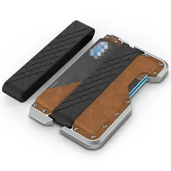 

20pcs/lot New Genuine Leather Card Holder Men Aluminum Metal RFID Blocking Credit Card Holder Slim Minimalist Wallet Cardholder