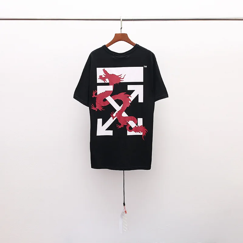 19SS OFF-WHITE Новая мужская парная футболка с Короткими Рукавами Летняя свободная футболка из хлопка