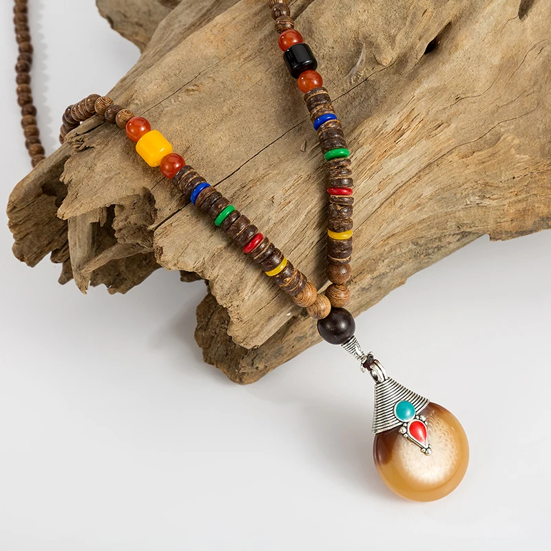 Ожерелье из непальской буддийской малы ручной работы подвеска деревянных бусин