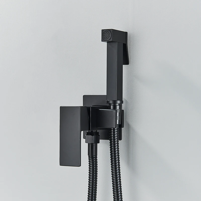 Quyanre Matte Black Bidet Shower Faucet Solid Brass Bidet Faucet Muslim Ducha Higienica Hot Cold Water Mixer Tap Toilet Faucets 3