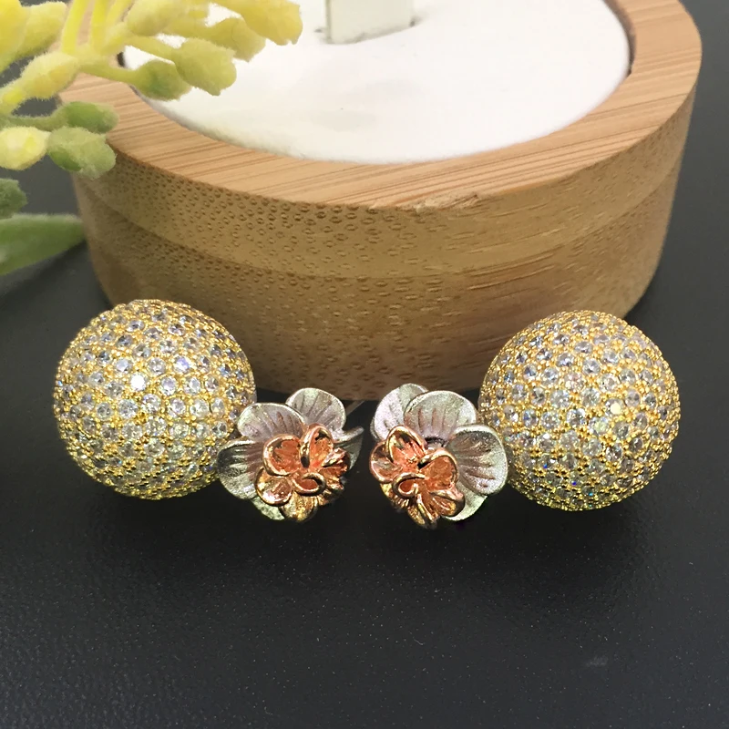 

Lanyika Jewelry Distinctive Wintersweet Earrings Sandblasting Full Micro inlay Micro Plated Banquet Popular Best Gift