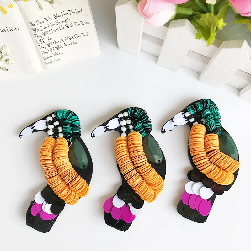 Sequins Bird Patch for Clothes Sewing on Beaded Applique Jackets Coats Bags Rhinestone DIY Craft Beading Sequined Appliques | Дом и сад
