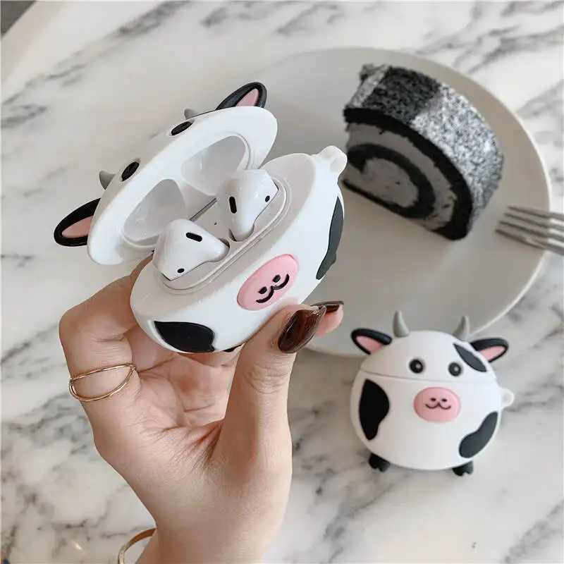 Для AirPods чехол 3D милый мультфильм корова собака свинья чехол с пингвином для Apple Airpods 2 Bluetooth беспроводные наушники зарядная коробка