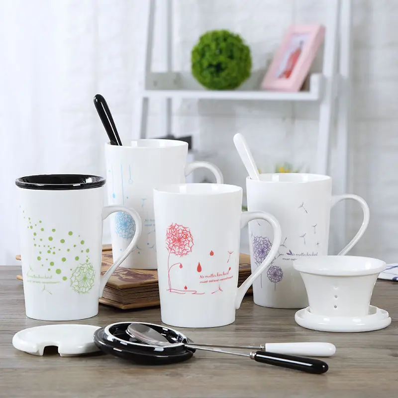 Креативная кружка простая и милая для пары фильтр с крышкой ложкой чайная чашка