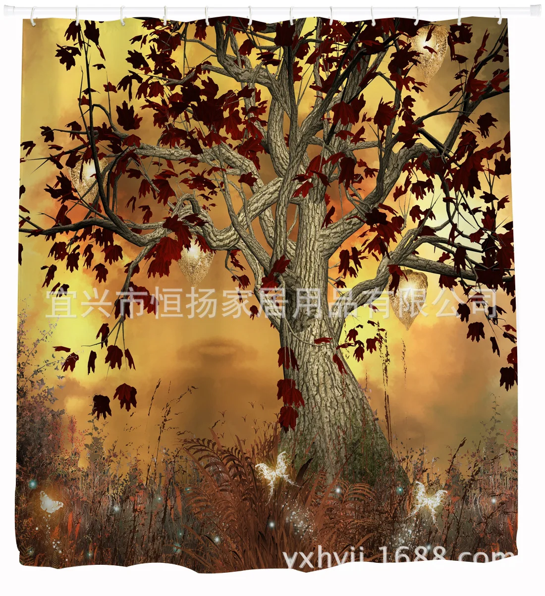[XMD Product Leisurely] Elf Tree 3D Digital Printing Thick Waterproof Polyester Shower Curtain Amazon Hot Sales