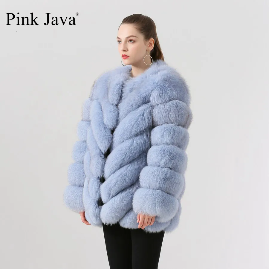 Розовый java QC19059 Новое поступление, горячая Распродажа шуба из натурального Лисьего меха натуральный Лисий мех пальто с длинным рукавом Женское пальто зимнее густое меховое