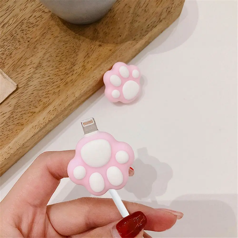 Новый милый розовый мультяшный Кот лапки для намотки кабеля IPhone кавайный