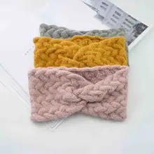 

Winter Warm Wool Cross Knitted Headband for Women Warmer Solid Color Turban Headwrap Hairbands Women Hair Accessories Headwear