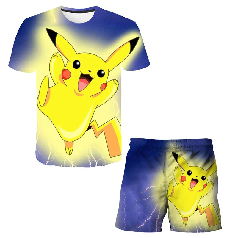 2022 New Children Sets Summer 3D Cartoon Suits Cute girl T Shirt Boys Girls Top + shorts 2pcs Sets Children Fashion Sets 4-14 Y