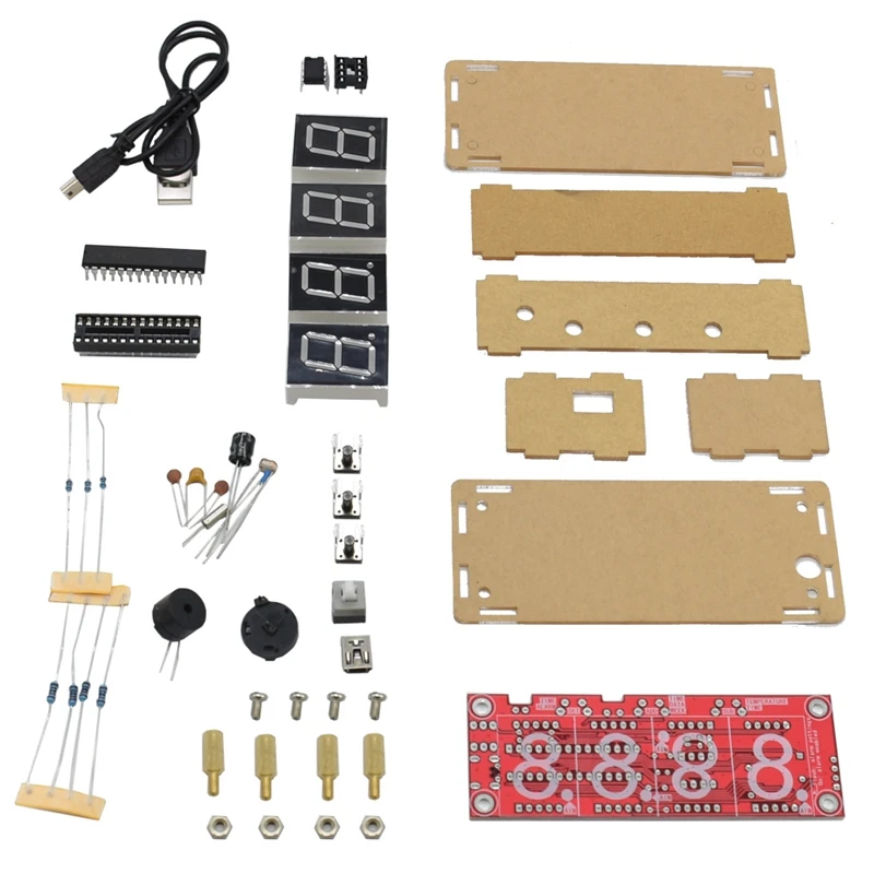 AAAE Top-Geekstyle 4-Digit Ds1302 Led Display Diy Smart Precision Clock Kit with Case for Arduino GME 