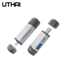 Uthai j17 multi-função tipo-c otg leitor de cartão 6in1 sd/tf computador telefone adaptador universal com porta usb femal tipo-c usbc