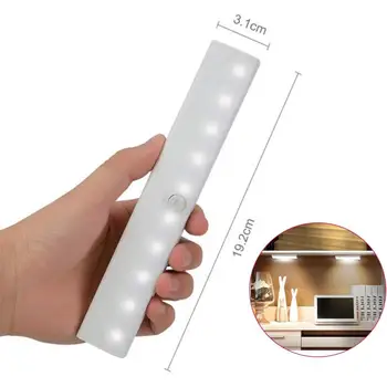 

10 LEDs PIR LED Motion Sensor Light Cupboard Wardrobe Bed Lamp LED Under Cabinet Night Light For Closet Stairs Kitchen Dropship