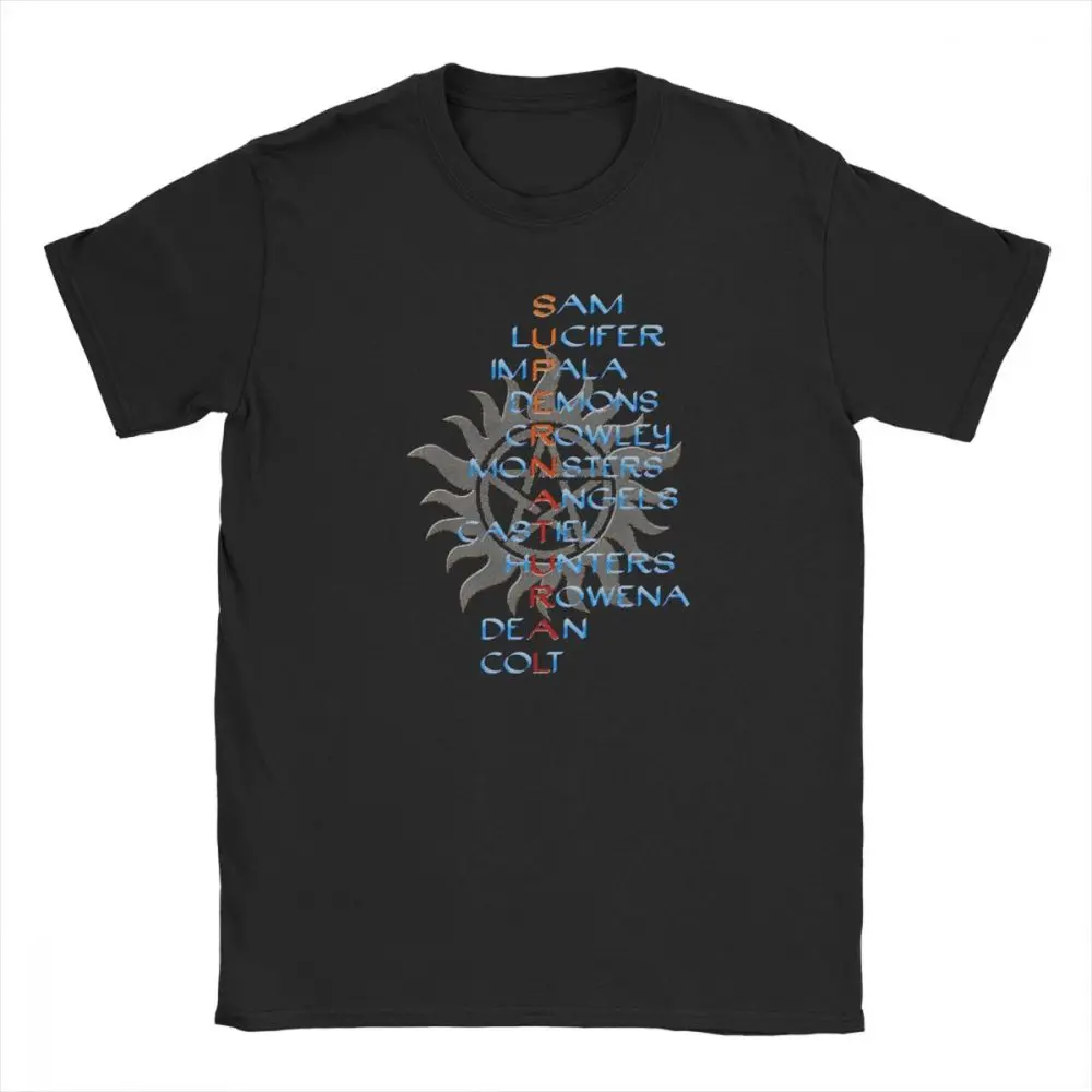 

Supernatural T Shirts Spn Brothers Angel T-Shirt for Men Short Sleeved Funny Tee Shirt Crewneck 100% Cotton Tops Summer