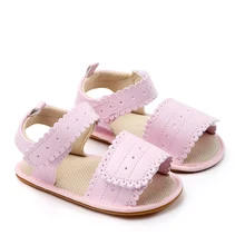 Модные сандалии для детей преддошкольного возраста из кожи пу для маленьких девочек 0-18 месяцев нескользящая Мягкая подошва для новорожденных, обувь для новорожденных