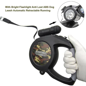 

Outdoor Multifunctional Button Brake Anti Lost Running Walking Automatic Retractable Dog Leash With Bright Flashlight Portable