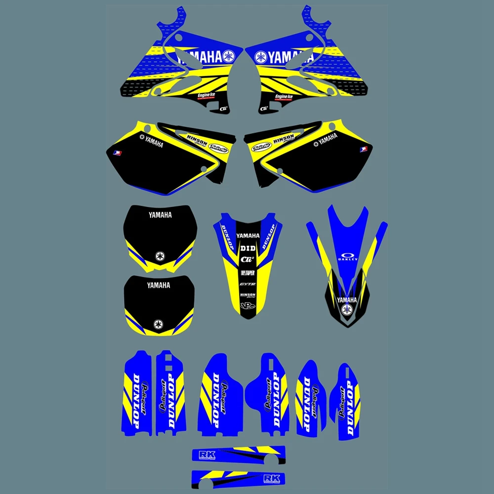 Для YAMAHA YZ125 YZ250 2002- полная графика наклейки набор пользовательских цифр имя глянцевые наклейки водонепроницаемый