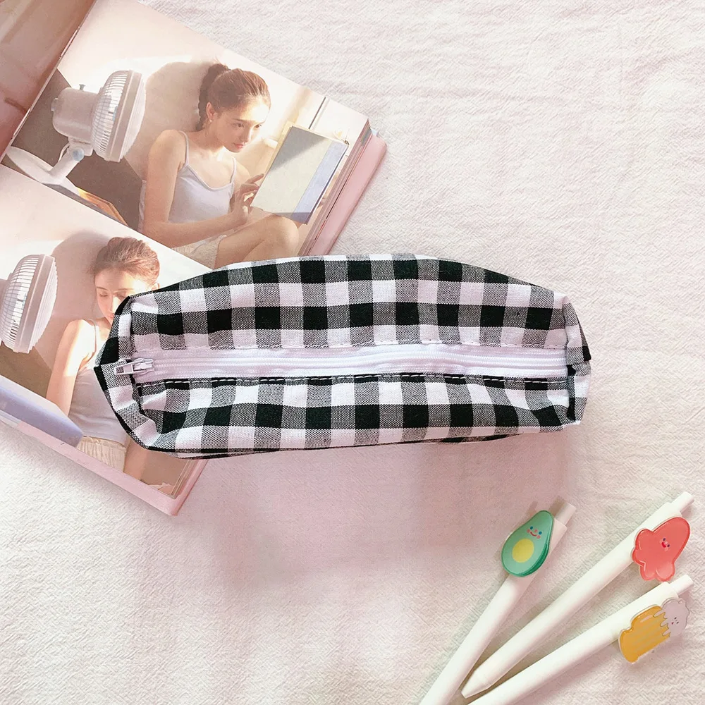Пенал kalem kutusu холст большой емкости newme trousse scolaire розовый kawaii ferace cartuchera para lapices school etui box - Цвет: Black and white