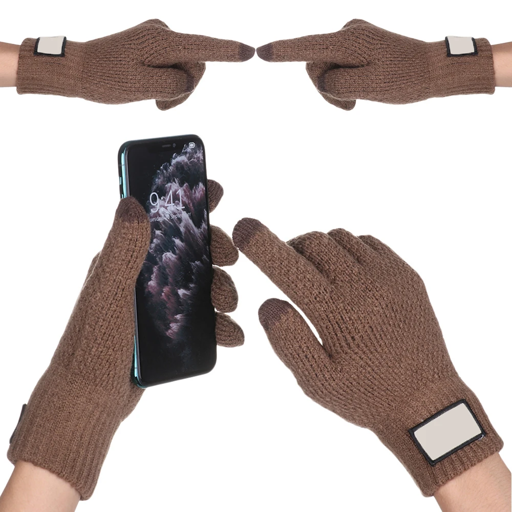 Мужские вязаные перчатки, зимние перчатки для сенсорного экрана, высокое качество, мужские утолщенные теплые шерстяные кашемировые однотонные перчатки, мужские перчатки для велоспорта