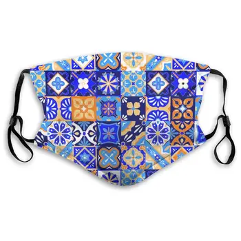 

Mexican Stylized Talavera Tiles Pattern Unisex Anti-Pollution Mask Dust Mask with Filter Mask Black