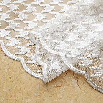 

White Swallow Plaid Pattern Embroidered Sheer Curtains for Bedroom Living Room Window Treatments Tulle Kids Room Yarn Custom