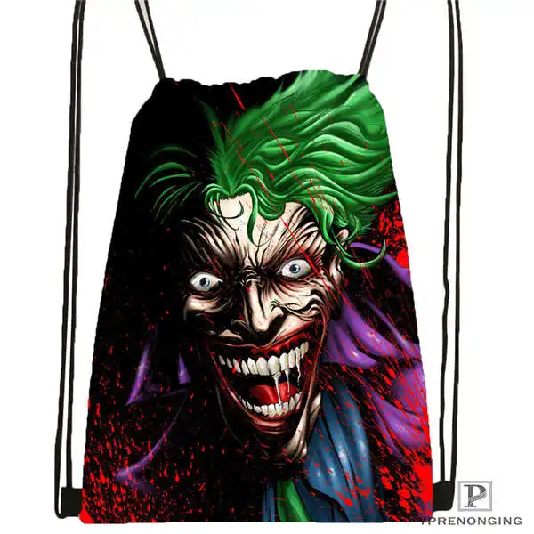 Drawstring Backpack Custom the-joker-batman-arkham@ 02-походная сумка на шнурке милый рюкзак для детей(черная спинка) 31x40 см#180611-03-113 - Цвет: Drawstring Backpack