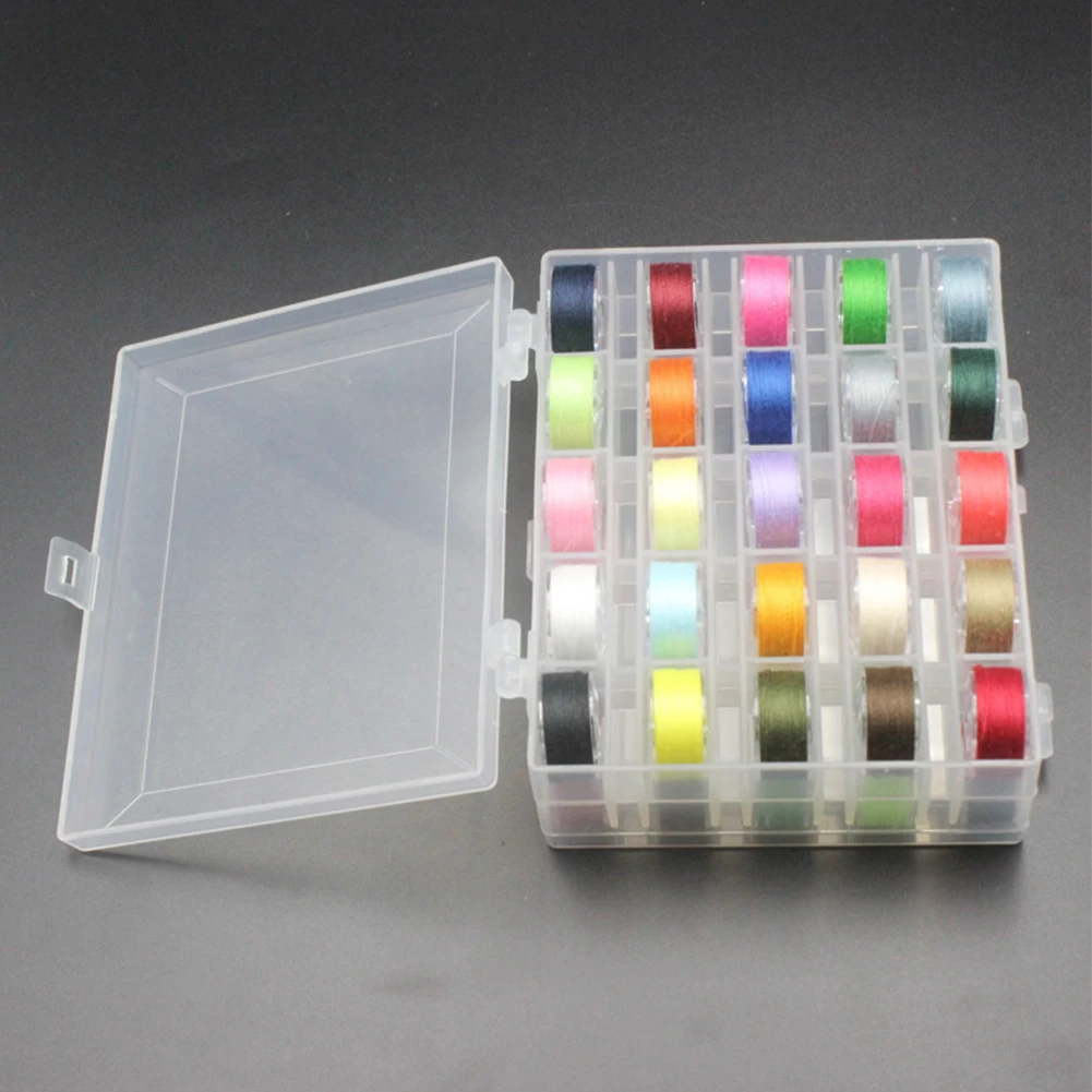 50PCS DIY Practical Storage Thread Bobbin Case Double Layer Sewing Accessories Set Mini Plastic Portable Home Tool Mixed Colors