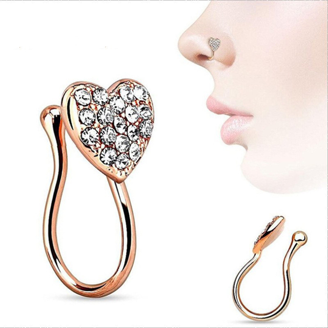 Stainless Steel Heart Clip On Nose Ring Star Fake Nose Piercing Clip On Cross Nose Clip Fake Faux Piercing Jewelry