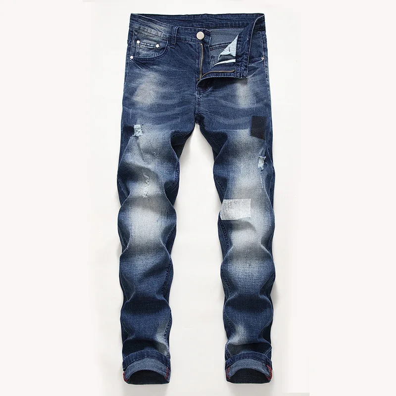 

New Autumn Men's Casual Jeans Solid Color Fashion Micro-elastic Classic Pants Men Straight Slim Fashion Male Denim Trousers