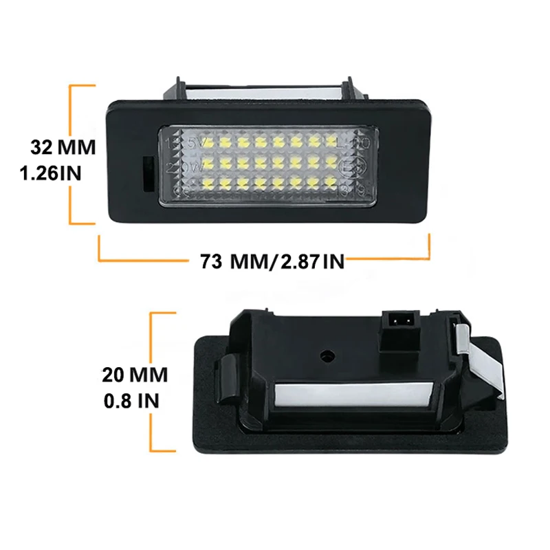 2Pcs No Error White LED Number License Plate Lights Lamp Car Accessories For Aud