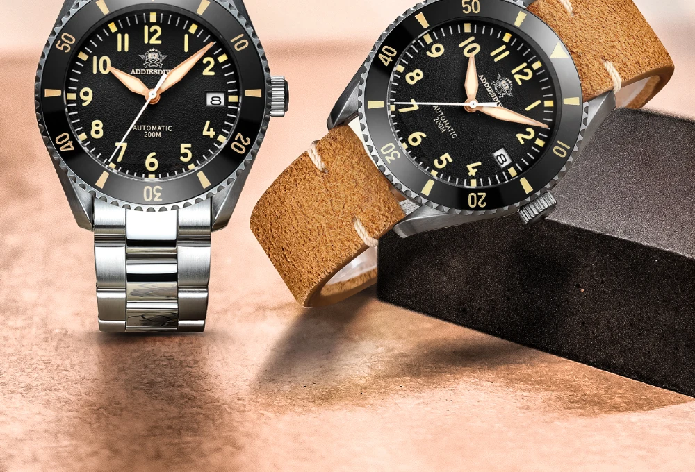 Addies Dive NH35 Automatic Watch One-way Rotating Ceramic Ring 316L Stainless Steel Watch Sapphire Crystal 200m Waterproof Watch