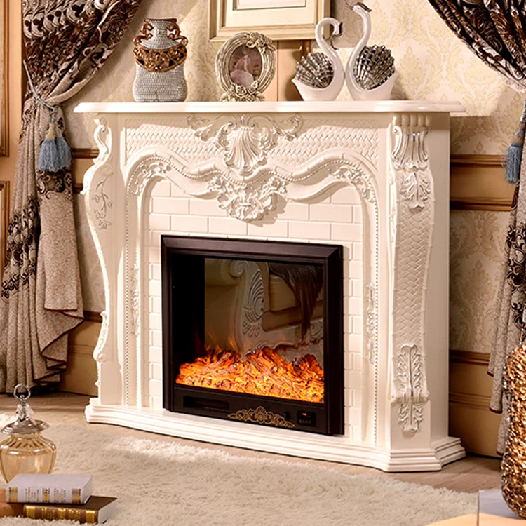 European Style Fireplace Set Wooden Mantel W150cm Electric Insert Firebox  Living Room Decor Heater LED Optical Artificial Flame - AliExpress