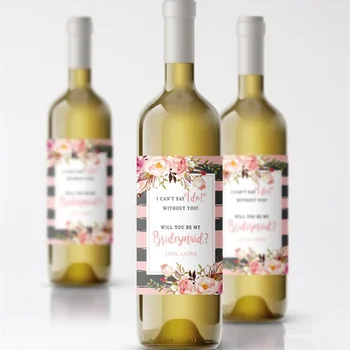 

Custom 4 pcs Wedding Wine Bottle Labels Bridesmaid Proposal Wine Labels Bridesmaid Gift Wine Labels Blush Wine Labels