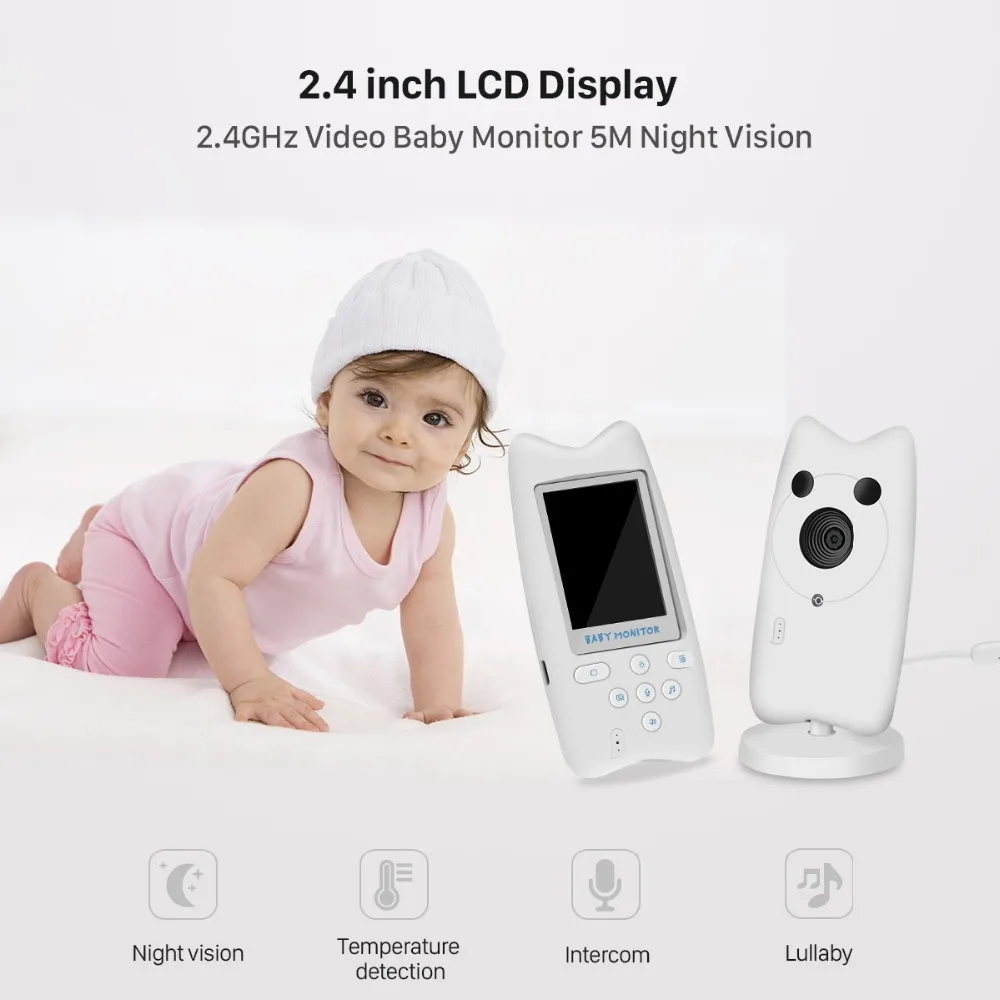 

Wireless Baby Monitor Infant 2.4GHz Digital Video Baby Monitor Temperature Display Night Vision Music Nanny Monitor Take Photo