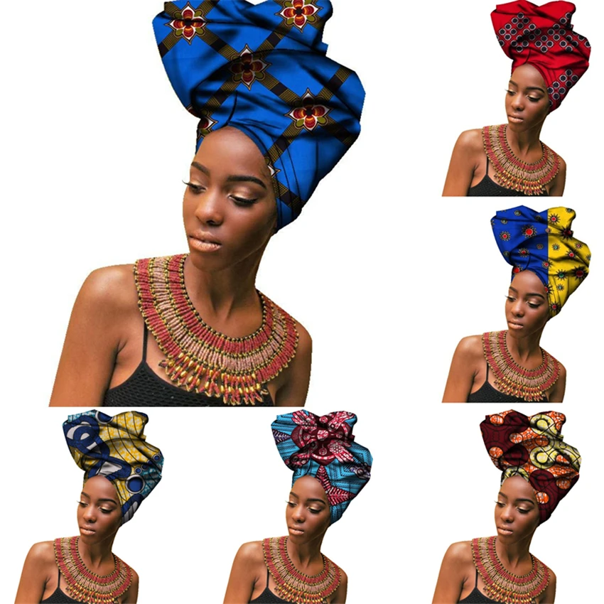 18 видов цветов для женщин повязка на голову с принтом африканская мода принт богатый Базен платья нигерийский головной убор хлопок костюмы одежда 50*180 см