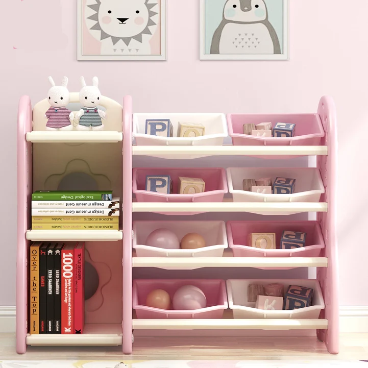 

Children's Toy Storage Rack Baby Bookshelf Cartoon Picture Book Organizer Shelf Multi-layer Locker