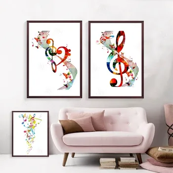 

Colorful Music Notes Canvas Art Print Wall Pictures , Abstract Music Notes Poster Art Canvas Painting Home Musical Decoration