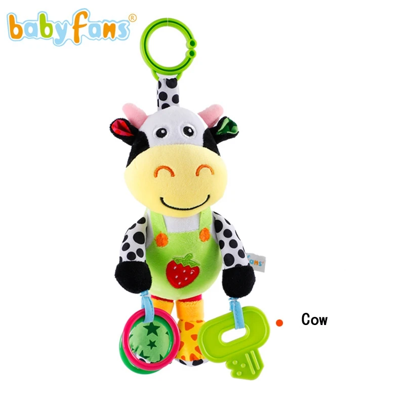

30*15cm animal plush Baby toys 0-3 years old puzzled baby plush music cow baby lathe pendant doll