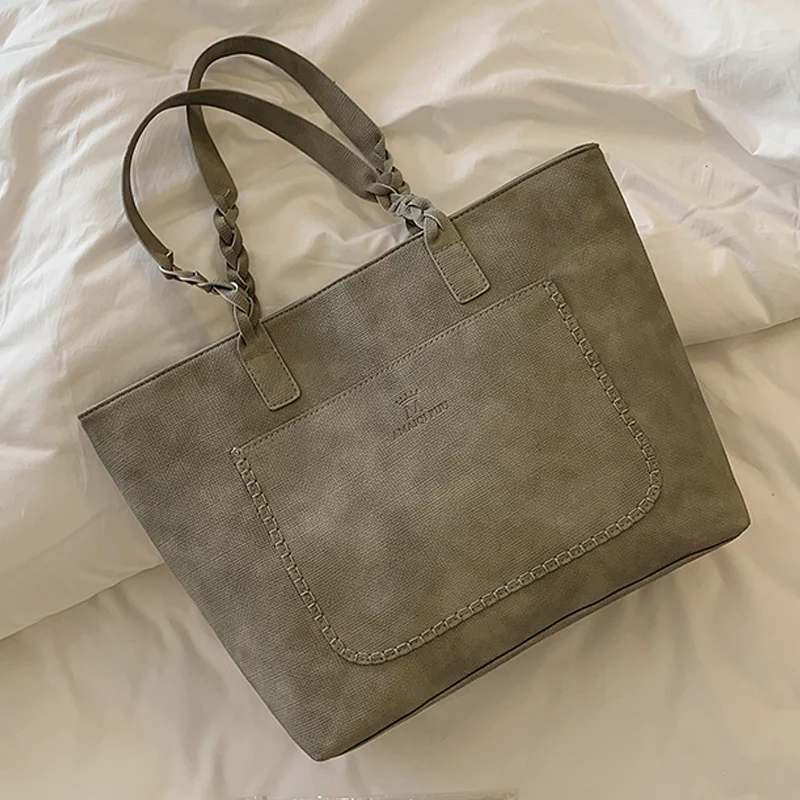 2020 big black womens bag tote bag large capacity leather one-shoulder tote bag with silt pocket women large capacity tote bag