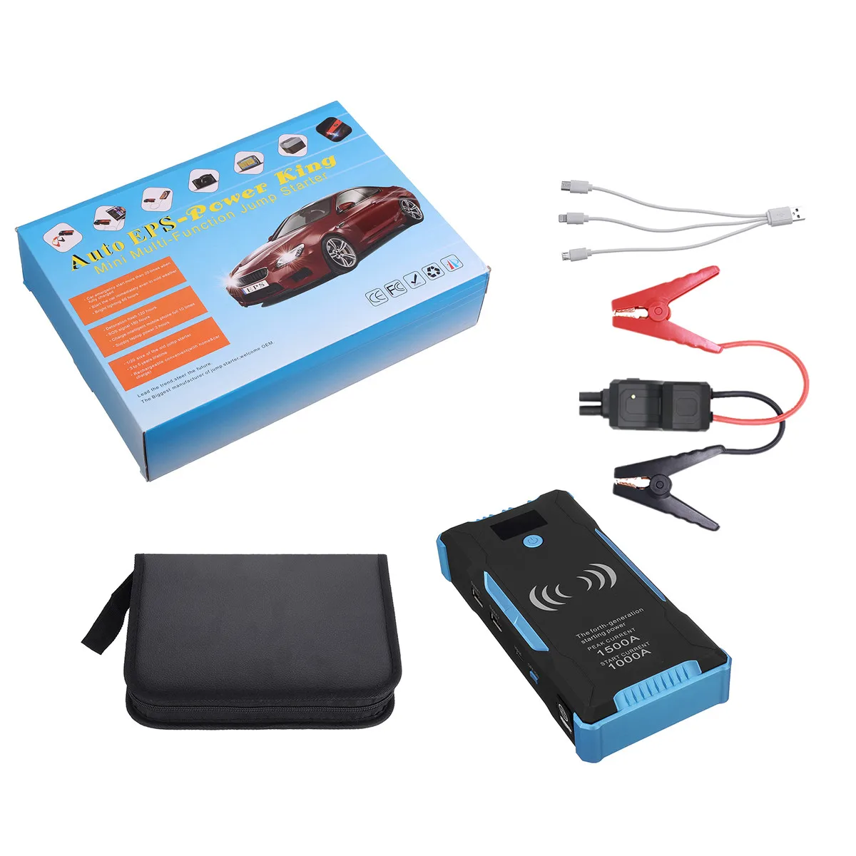 Автомобильное пусковое устройство power Bank Booster 22000mAh 1500A быстрая Беспроводная зарядка аварийная обновленная версия автомобильное зарядное устройство