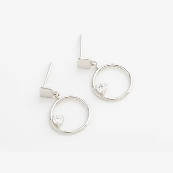

100% 925 sterling silver earrings women inlaid zircon geometric circle earrings fashion girl light luxury jewelry