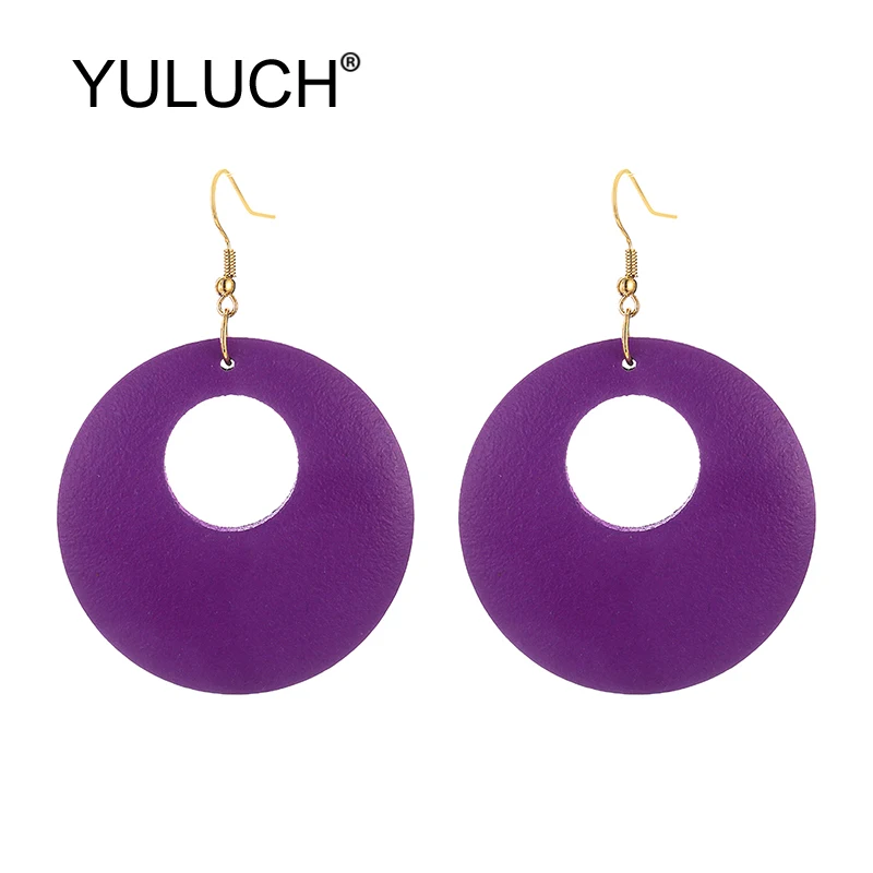 Женские серьги подвески YULUCH фиолетовые красные синие круглые большие из
