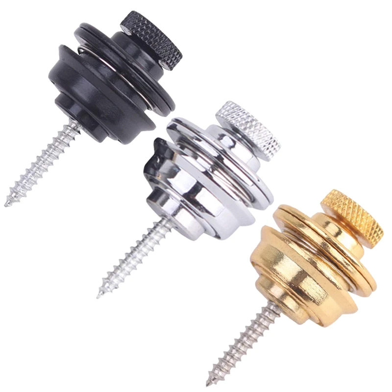 

3Pcs Guitar Strap Lock Set Heavy Duty Metal Button Strap Lock End Pins Hold Tight With Easy Remove Screw For Electric Acoustic G