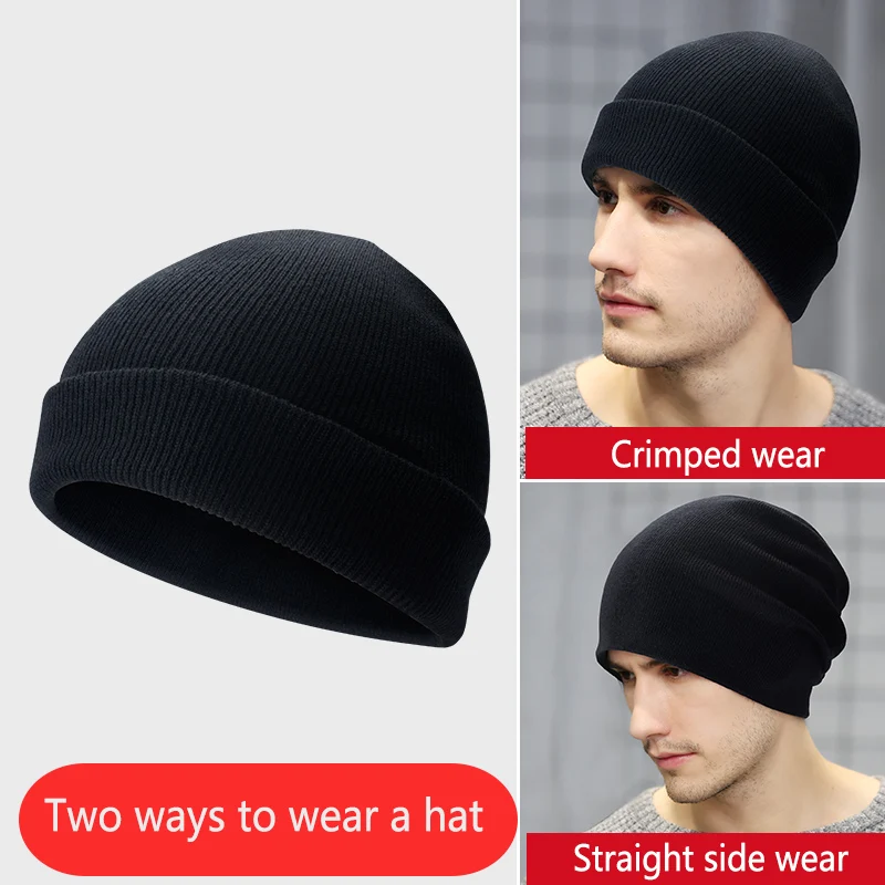 warm hat acrylic knit cuff cap 