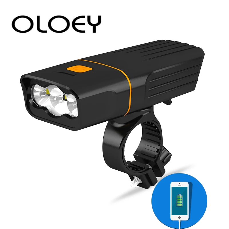 

OLOEY Bicycle Light FlashLight 5200mAh Headlight Lamp USB Rechargeable Front Light Night Cycling Waterproof Bike Light T6 LED