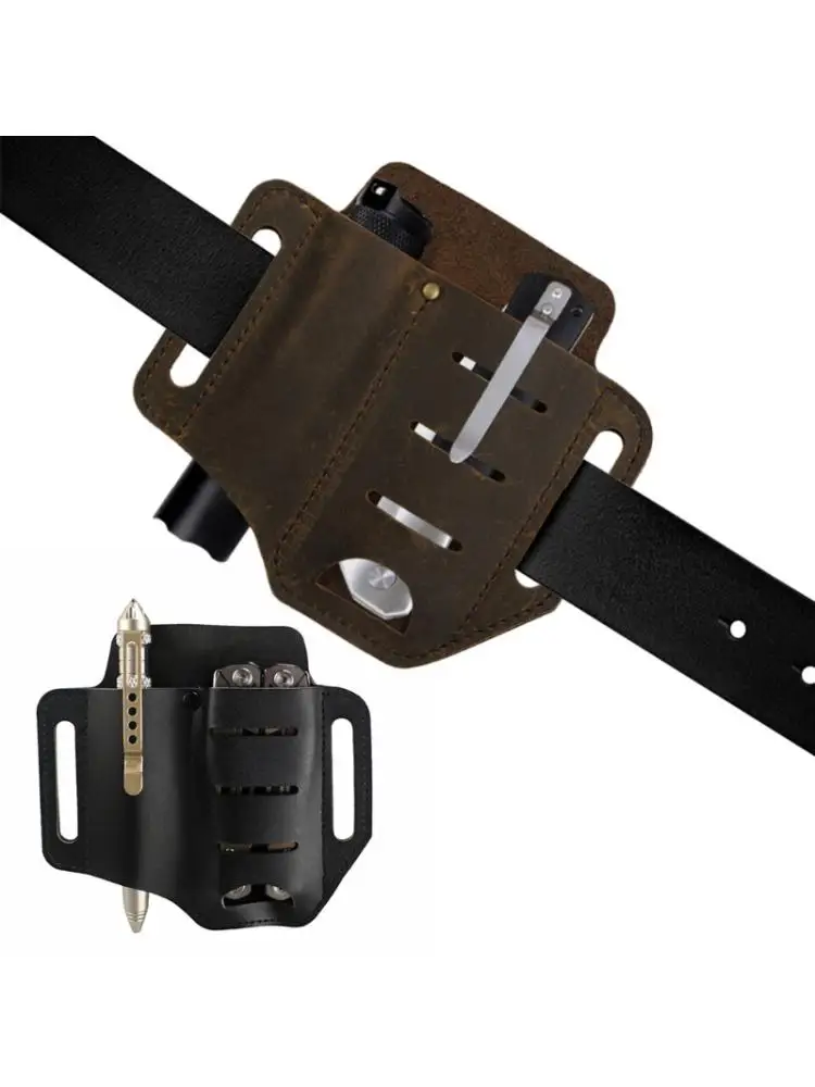 

Leather Sheath for Sheath EDC Pocket Organizer with Key Holder for Flashlight 203A