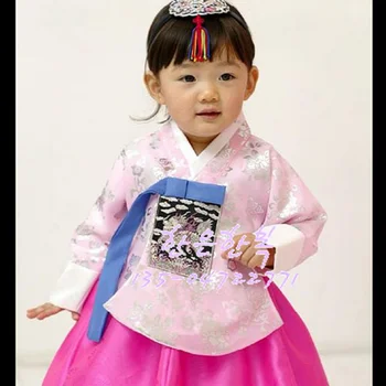 

Children Korean Girl Hanbok Dress Costume Ethnic Dance Traditional Long Sleeve Cosplay Tailored Baby Girl Clothes