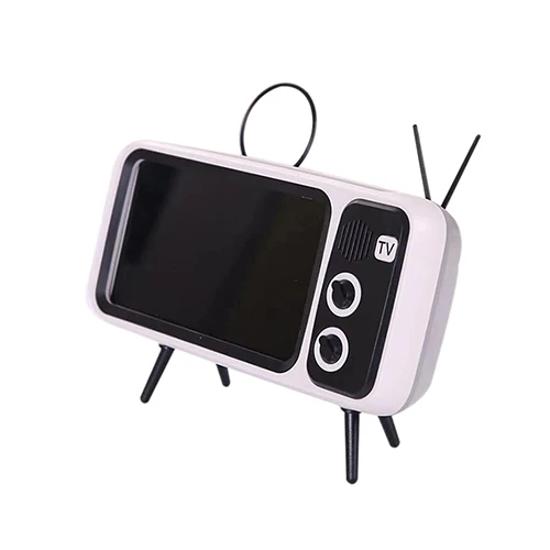 Беспроводной Bluetooth динамик Ретро ТВ стиль держатель телефона Подставка TF карта и USB диск - Цвет: Gray